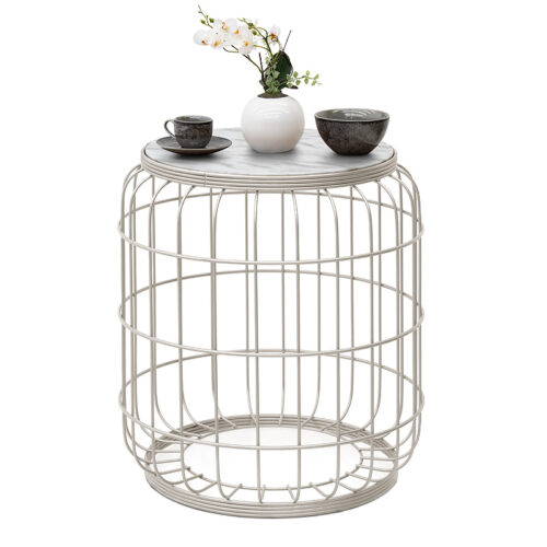 Σκαμπώ - τραπεζάκι βοηθητικό Muller Megapap μεταλλικό - Mdf χρώμα λευκό 35x35x47εκ. - GP030-0038,3