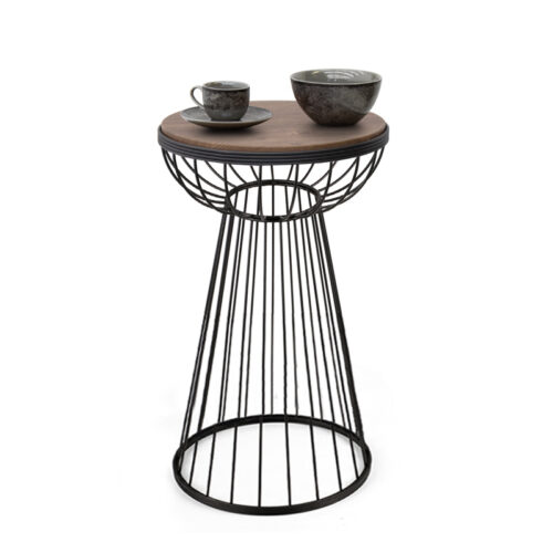 Βοηθητικό τραπεζάκι Mantare Megapap μεταλλικό - Mdf χρώμα μαύρο - καρυδί 35x35x58εκ. - GP030-0074,1