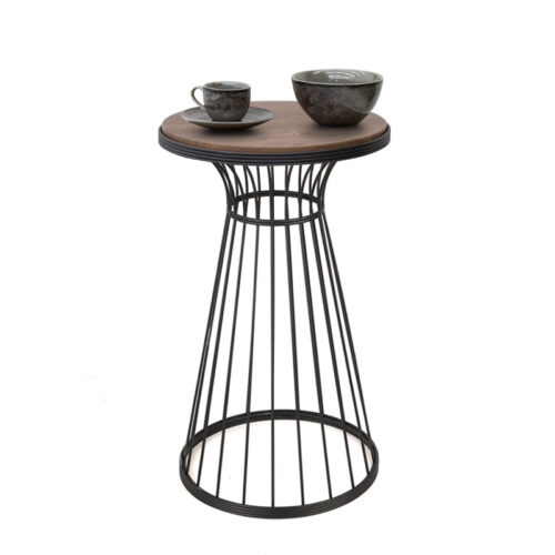 Βοηθητικό τραπεζάκι Tekosi Megapap μεταλλικό - Mdf χρώμα μαύρο - καρυδί 35x35x58εκ. - GP030-0075,1