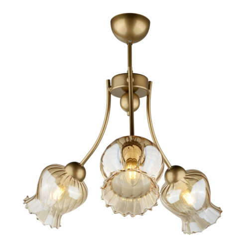 Φωτιστικό οροφής Kobe Megapap E27 μεταλλικό τρίφωτο χρώμα χρυσό 40x40x50εκ. - GP030-0092,1