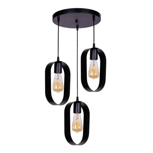 Φωτιστικό οροφής Mordo Megapap E27 μεταλλικό τρίφωτο χρώμα μαύρο 40x40x70εκ. - GP036-0049,1