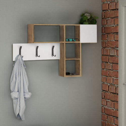 Κρεμάστρα τοίχου Game Megapap από μελαμίνη χρώμα φυσικό οξιάς - λευκό 99,5x15x61εκ. - GP037-0012,2