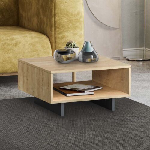 Τραπεζάκι σαλονιού Hola Megapap μελαμίνης χρώμα φυσικό οξιάς - ανθρακί 60x60x32εκ. - GP037-0016,2