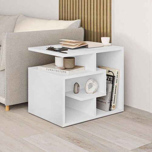 Βοηθητικό τραπεζάκι Labirent Megapap από μελαμίνη Megapap χρώμα λευκό 54x40x45εκ. - GP037-0023,2