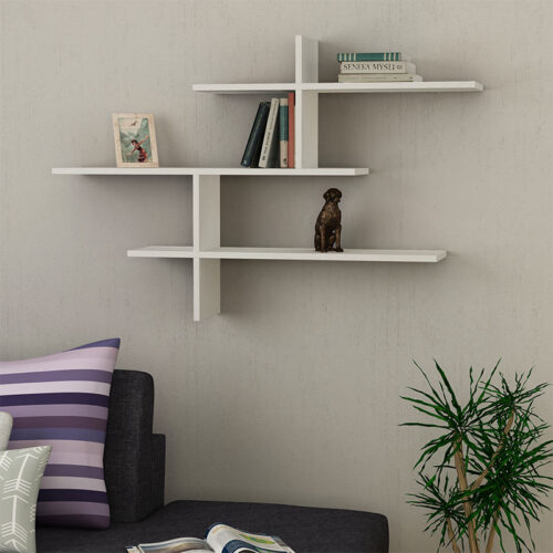 Ραφιέρα τοίχου Leo Megapap μελαμίνης χρώμα λευκό 123x22x80εκ. - GP037-0025,3