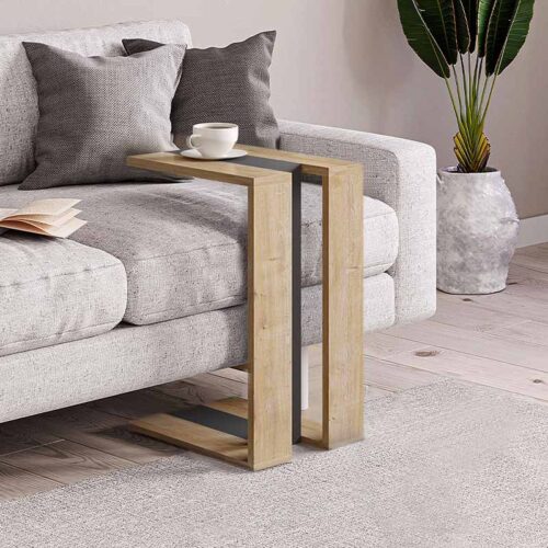 Τραπεζάκι βοηθητικό Muju Megapap μελαμίνης χρώμα φυσικό οξιάς/ανθρακί 30x40x57εκ. - GP037-0032,2