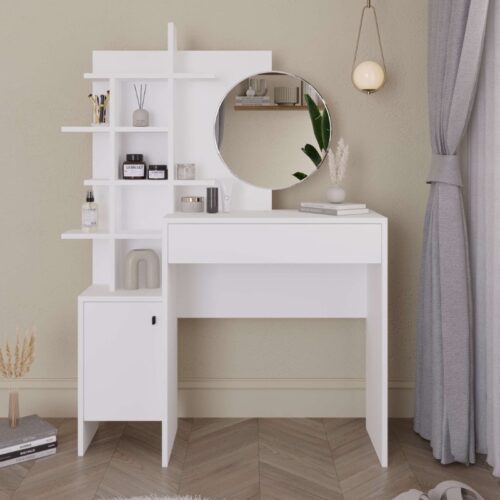 Τουαλέτα με καθρέπτη Mup Megapap από μελαμίνη χρώμα λευκό 105x35x151εκ. - GP037-0133,2