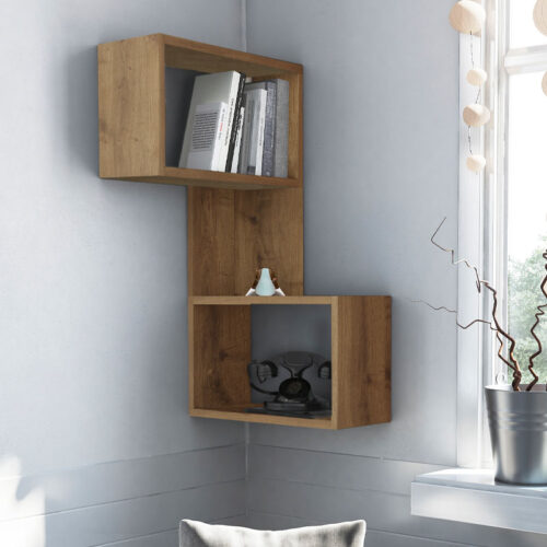 Ραφιέρα τοίχου γωνιακή Part Megapap μελαμίνης χρώμα ανοιχτό καρυδί 47x20x82εκ. - GP037-0154,2