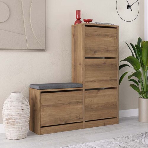 Παπουτσοθήκη μελαμίνης Dude Megapap χρώμα ανοιχτό καρυδί 104,8x26x118,5εκ. - GP037-0188,3