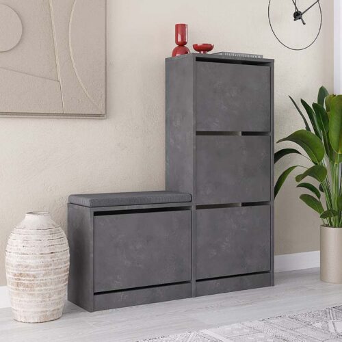 Παπουτσοθήκη μελαμίνης Dude Megapap χρώμα γκρι ρετρό104,8x26x118,5εκ. - GP037-0188,4