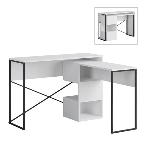 Γραφείο εργασίας πολυμορφικό Badau Megapap χρώμα λευκό 110x37,2x77εκ. - GP037-0222,1