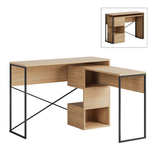 Γραφείο εργασίας πολυμορφικό Badau Megapap χρώμα φυσικό οξιάς 110x37,2x77εκ. - GP037-0222,2