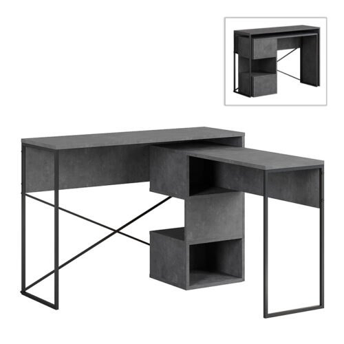 Γραφείο εργασίας πολυμορφικό Badau Megapap χρώμα γκρι ρετρό 110x37,2x77εκ. - GP037-0222,3