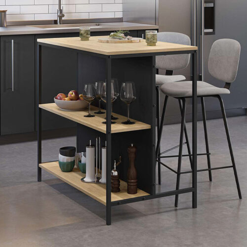 Τραπέζι μπαρ Detroit Megapap χρώμα sapphire oak - silky black 100x60x95εκ. - GP037-0224,1