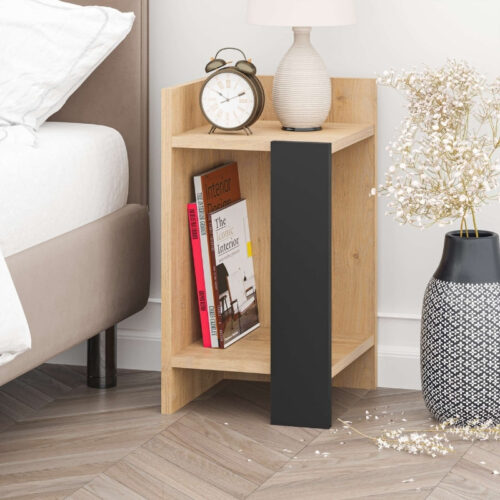 Κομοδίνο Elos Megapap χρώμα saphhire oak - silky black 30x31,7x55εκ. - GP037-0248,1