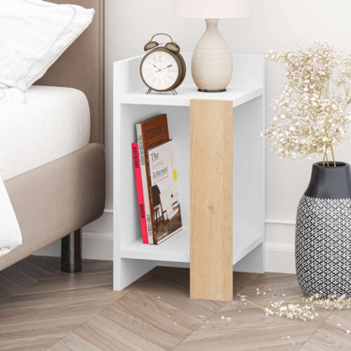 Κομοδίνο Elos Megapap χρώμα λευκό - saphhire oak 30x31,7x55εκ. - GP037-0248,2