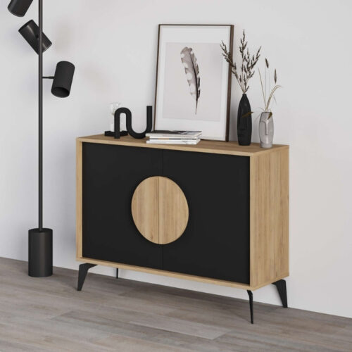 Μπουφές Gora Megapap χρώμα sapphire oak - silky black 110x40x82εκ. - GP037-0255,1