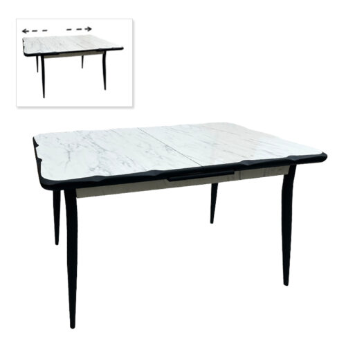 Τραπέζι Karen Megapap επεκτεινόμενο χρώμα λευκό εφέ μαρμάρου - μαύρο 130/160x80x75εκ. - GP038-0026,1