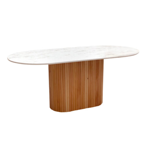 Τραπέζι Borno Megapap χρώμα φυσικό - λευκό εφέ μαρμάρου 180x89x75 εκ. - GP038-0027,1