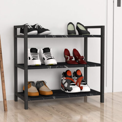 Παπουτσοθήκη Navari Megapap 9 ζευγών μεταλλική - μελαμίνης χρώμα μαύρο εφέ μαρμάρου 66x36x70εκ. - GP041-0008,3