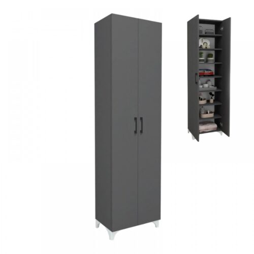 Ντουλάπα - Παπουτσοθήκη μελαμίνης Lilly Megapap χρώμα ανθρακί 49x32x178εκ. - GP041-0015,3
