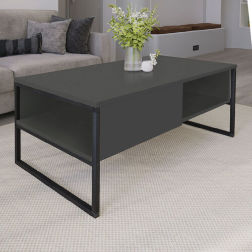 Τραπεζάκι σαλονιού Lawrence Megapap από μελαμίνη χρώμα ανθρακί 105x60x46εκ. - GP041-0048,2