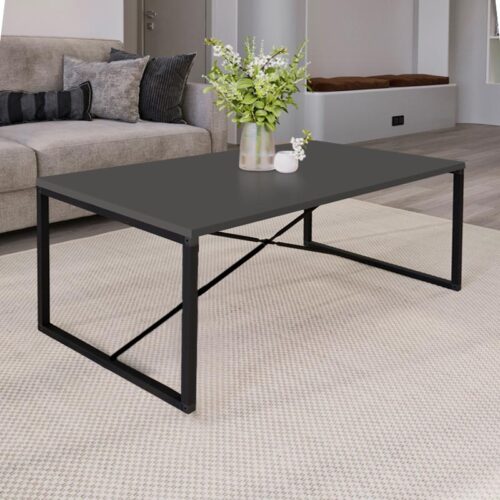 Τραπεζάκι σαλονιού Harte Megapap μεταλλικό - μελαμίνης χρώμα ανθρακί 100x55x42εκ. - GP041-0051,2