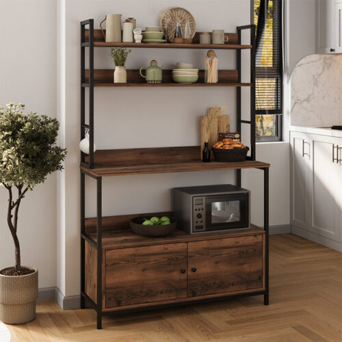 Έπιπλο κουζίνας Severo Megapap μεταλλικό - μελαμίνης χρώμα μαύρο - καπνιστή καρυδιά 101x36x160εκ. - GP041-0077,1