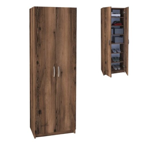 Παπουτσοθήκη Renso Megapap δίφυλλη χρώμα καπνιστή καρυδιά 59,8x37,8x178,5εκ. - GP041-0085,2