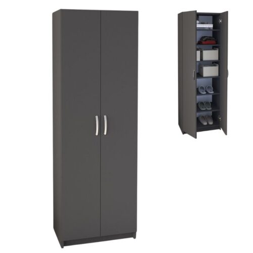 Παπουτσοθήκη Renso Megapap δίφυλλη χρώμα ανθρακί 59,8x37,8x178,5εκ. - GP041-0085,4