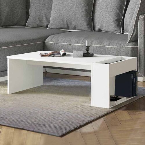 Τραπεζάκι σαλονιού View Megapap από μελαμίνη χρώμα λευκό 95x50x34εκ. - GP042-0085,1