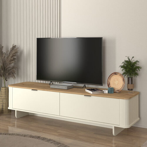 Έπιπλο τηλεόρασης Bohema Megapap χρώμα ivory - sepet oak 180x47x45,6εκ. - GP042-0283,1