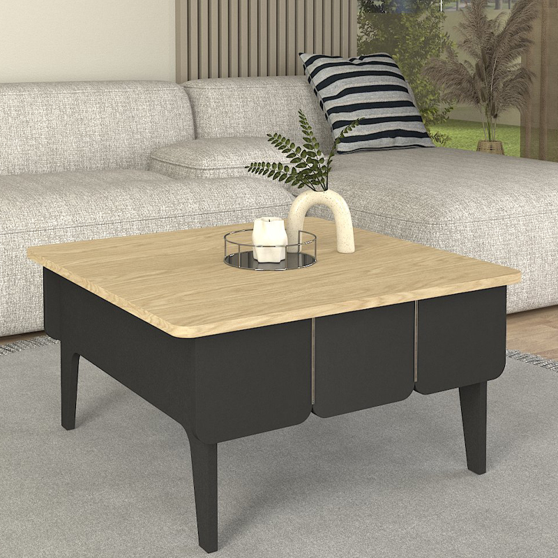 Τραπεζάκι σαλονιού Pedro Megapap χρώμα ανθρακί - rota oak 73,2x73,2x38,6εκ. - GP042-0304,1