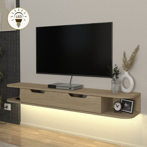 Έπιπλο τηλεόρασης επιτοίχιο Noland Megapap με LED χρώμα rota oak 150x35x19,2εκ. - GP042-0308,1