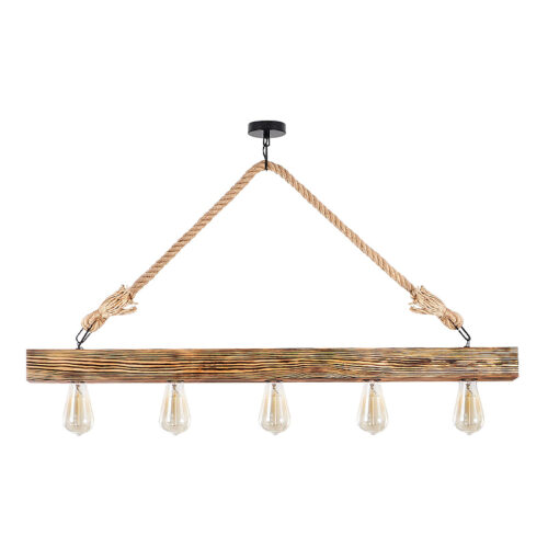 Φωτιστικό οροφής Erebos Megapap E27 ξύλο - σχοινί πεντάφωτο χρώμα φυσικό 100x7x53εκ. - GP052-0055,1