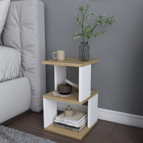 Κομοδίνο Carter Megapap χρώμα φυσικό οξιάς - λευκό 29,6x29,6x49,4εκ. - GP052-0149,2