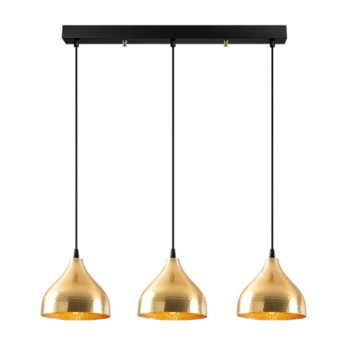 Φωτιστικό οροφής Fida Megapap E27 μεταλλικό τρίφωτο χρώμα χρυσό 68x18x114εκ. - GP052-0202,1