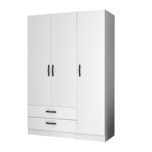 Ντουλάπα ρούχων Ricardo Megapap τρίφυλλη με συρτάρια χρώμα λευκό 120x51,8x181εκ. - GP100-0068,1