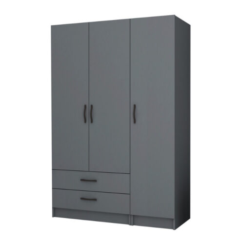 Ντουλάπα ρούχων Ricardo Megapap τρίφυλλη με συρτάρια χρώμα ανθρακί 120x51,8x181εκ. - GP100-0068,4