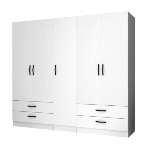 Ντουλάπα ρούχων Ricardo Megapap πεντάφυλλη με συρτάρια χρώμα λευκό 200x51,8x181εκ. - GP100-0072,1