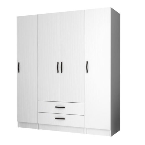 Ντουλάπα ρούχων Ricardo Megapap τετράφυλλη με συρτάρια χρώμα λευκό 160x51,8x181εκ. - GP100-0074,1