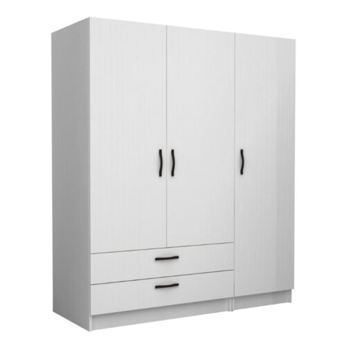 Ντουλάπα ρούχων Victoria Megapap τρίφυλλη με συρτάρια χρώμα λευκό 150x60x181εκ. - GP100-0083,1