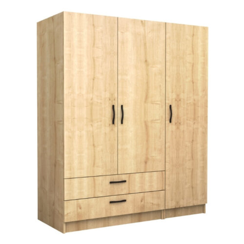 Ντουλάπα ρούχων Victoria Megapap τρίφυλλη με συρτάρια χρώμα φυσικό οξιάς 150x60x181εκ. - GP100-0083,2