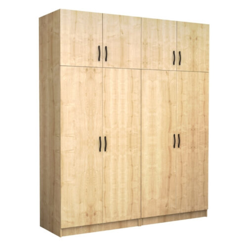Ντουλάπα ρούχων Victoria Megapap τετράφυλλη με πατάρι χρώμα φυσικό οξιάς 200x60x240εκ. - GP100-0086,2