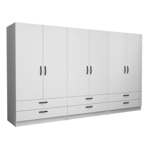 Ντουλάπα ρούχων Victoria Megapap εξάφυλλη με συρτάρια χρώμα λευκό 300x60x181εκ. - GP100-0097,1