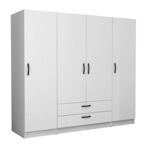 Ντουλάπα ρούχων Victoria Megapap τετράφυλλη με συρτάρια χρώμα λευκό 200x60x181εκ. - GP100-0103,1