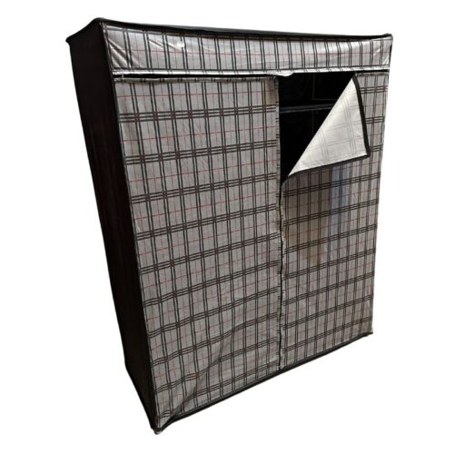 Ντουλάπα Perilla υφασμάτινη με φερμουάρ χρώμα γκρι 117x48x145εκ. - PER63003GREY