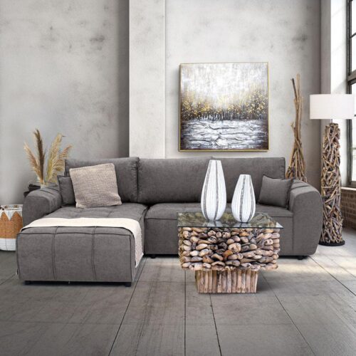 ΓΩΝΙΑΚΟΣ ΚΑΝΑΠΕΣ Fylliana Atlanta ΓΚΡΙ ΧΡΩΜΑ 265x190x95εκ