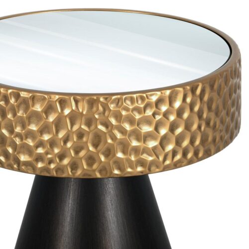 ΜΕΤΑΛΛΙΚΟ ΣΤΡΟΓΓΥΛΟ ΤΡΑΠΕΖΑΚΙ ΣΑΛΟΝΙΟΥ ΜΕ ΚΑΘΡΕΠΤΗ Fylliana FL0183 ΧΡΥΣΟ - ΜΑΥΡΟ 40x44εκ