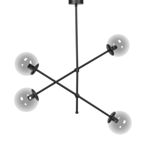 ΤΕΤΡΑΦΩΤΟ ΚΡΕΜΑΣΤΟ ΦΩΤΙΣΤΙΚΟ ΟΡΟΦΗΣ ΜΕΤΑΛΛΙΚΟ Fylliana ΜΑΥΡΟ-ΓΚΡΙ ΧΡΩΜΑ Ε14 80x85εκ